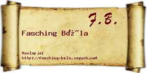 Fasching Béla névjegykártya